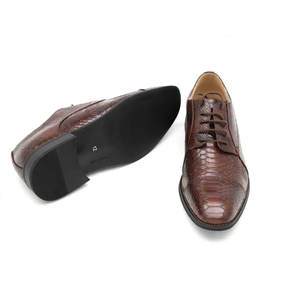 Majestic Mens 12 Brown Dress Shoes Python Oxford Memory Foam NIB 78366